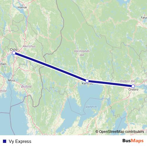 Vy Express bus Line Map