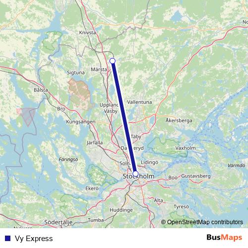 Vy Express bus Line Map