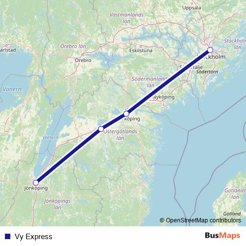 Vy Express bus Line Map