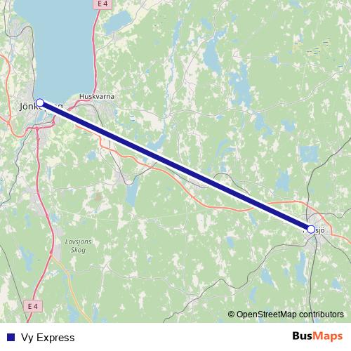 Vy Express bus Line Map