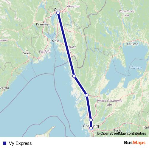 Vy Express bus Line Map