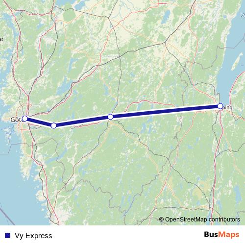Vy Express bus Line Map