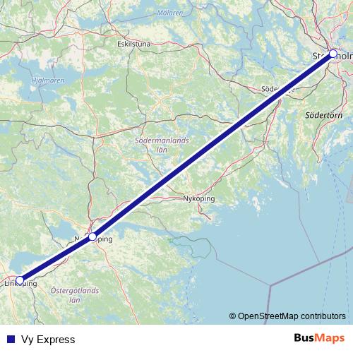 Vy Express bus Line Map