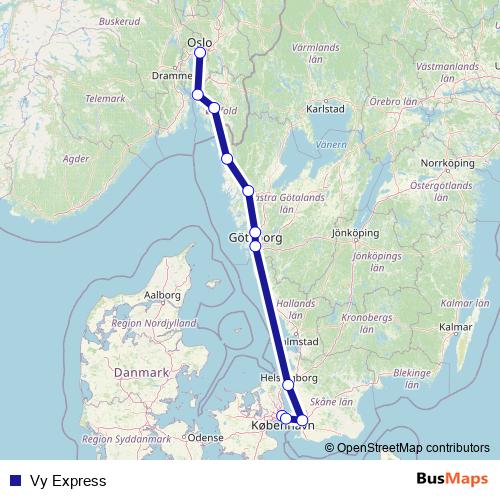 Vy Express bus Line Map