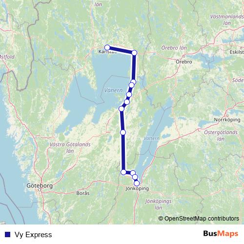Vy Express bus Line Map