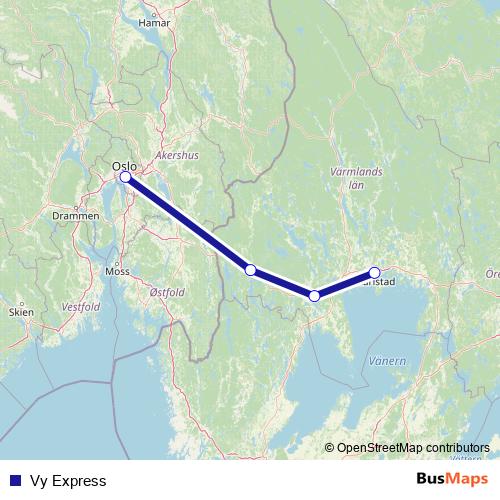 Vy Express bus Line Map