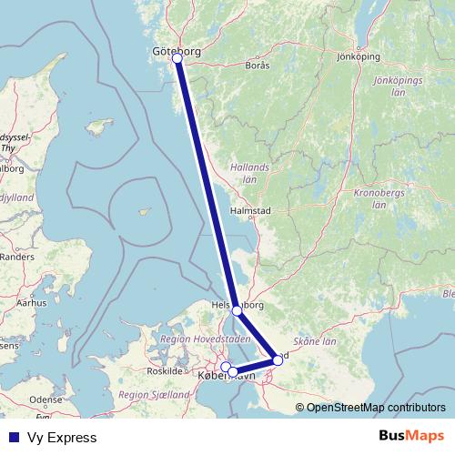 Vy Express bus Line Map