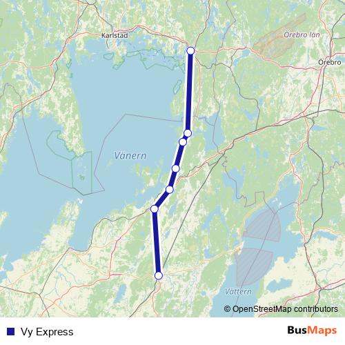 Vy Express bus Line Map