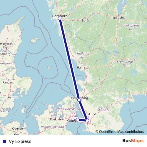 Vy Express bus Line Map