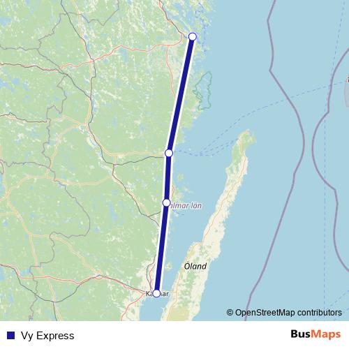 Vy Express bus Line Map