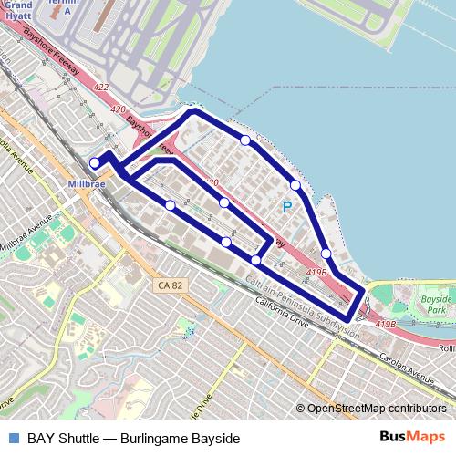 BAY Shuttle bus Line Map