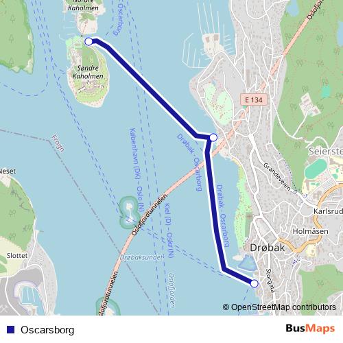 Oscarsborg ferry Line Map