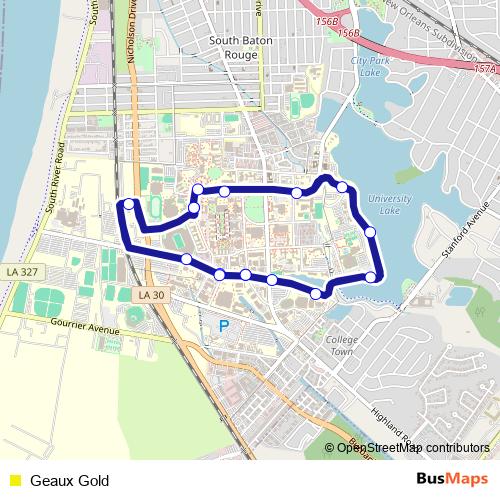 Geaux Gold bus Line Map