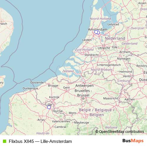 Flixbus X845 bus Line Map