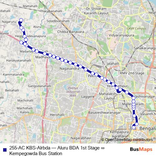 255-AC KBS-Alrbda bus Line Map