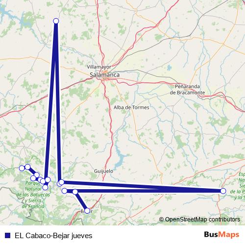 EL Cabaco-Bejar jueves bus Line Map