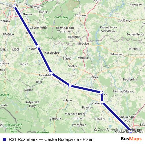 R31 Rožmberk rail Line Map