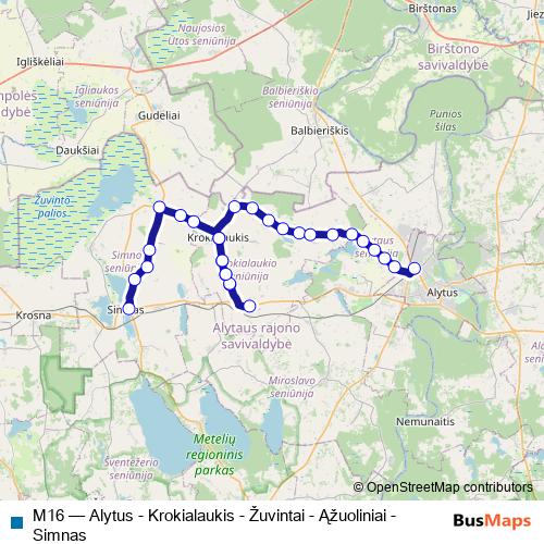 M16 bus Line Map