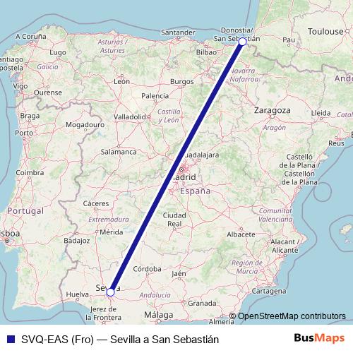 SVQ-EAS (Fro) air Line Map