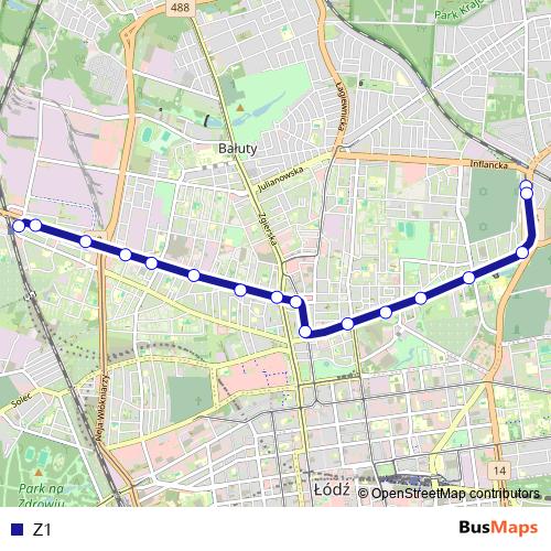 Z1 tram Line Map