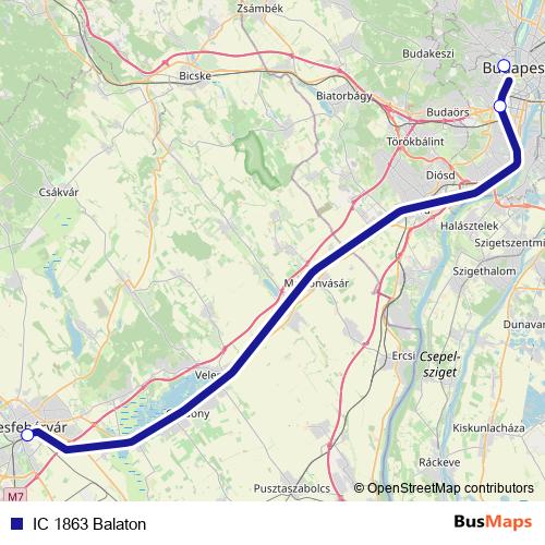 IC 1863 Balaton rail Line Map
