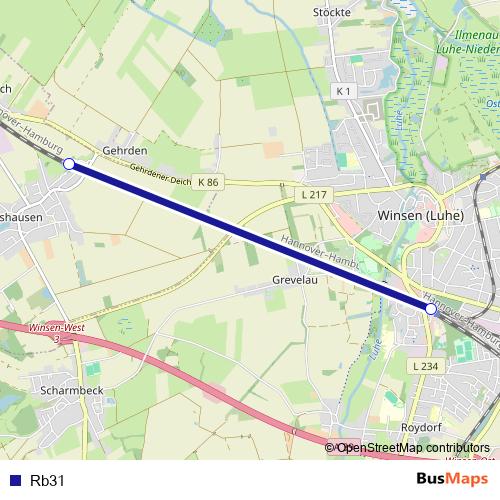 Rb31 bus Line Map