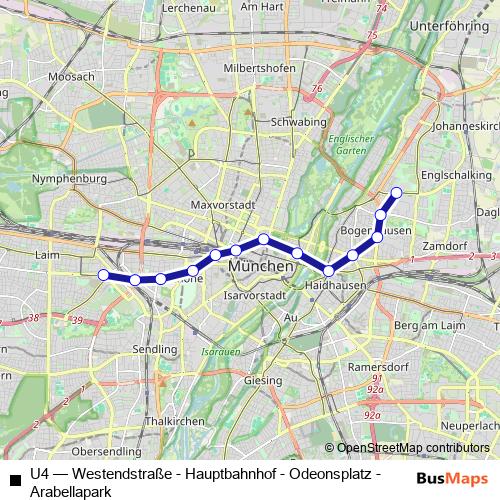 U4 metro Line Map