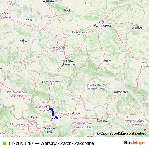 Flixbus 1287 bus Line Map