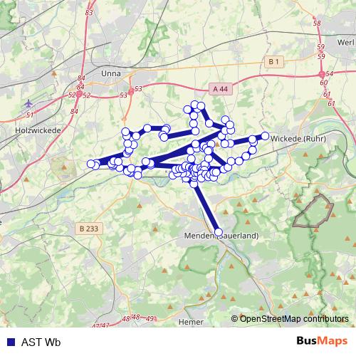 AST Wb bus Line Map