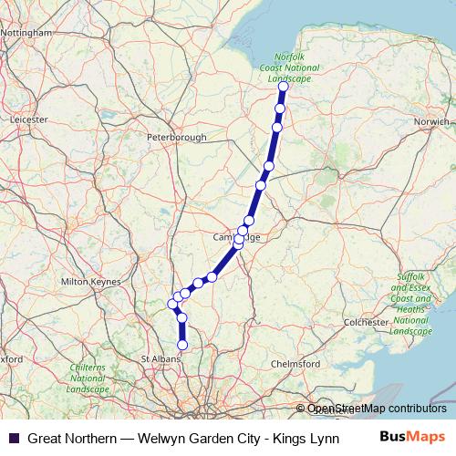 Great Northern rail Line Map