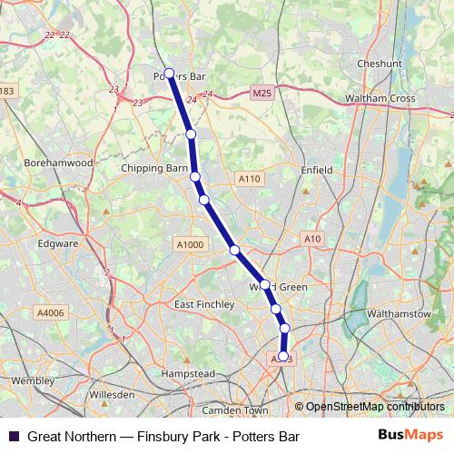 Great Northern rail Line Map