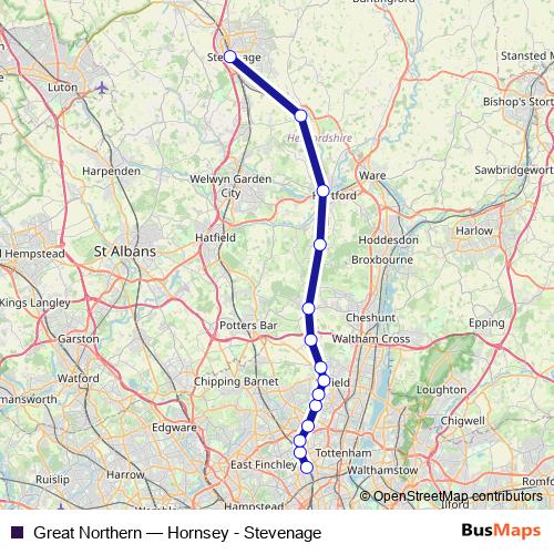 Great Northern rail Line Map
