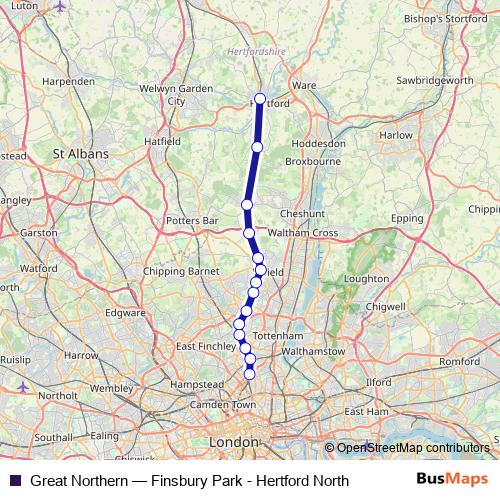 Great Northern rail Line Map