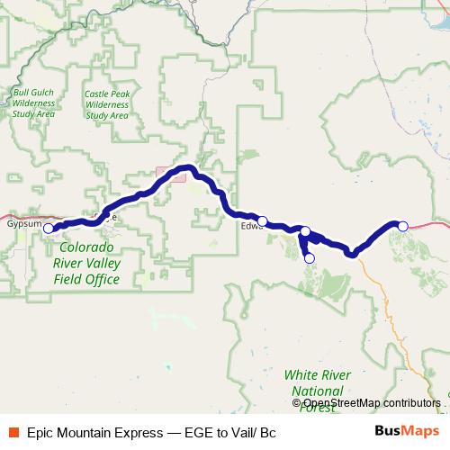Epic Mountain Express bus Line Map