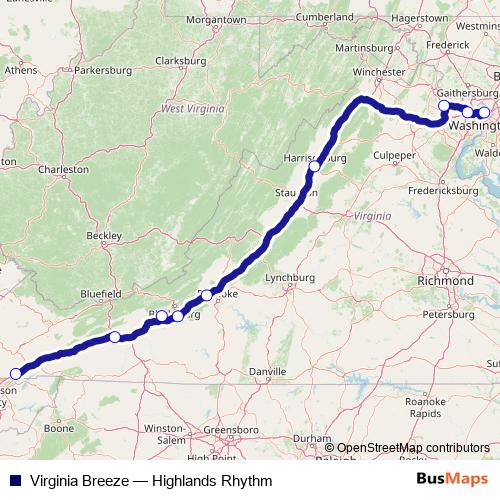 Virginia Breeze bus Line Map