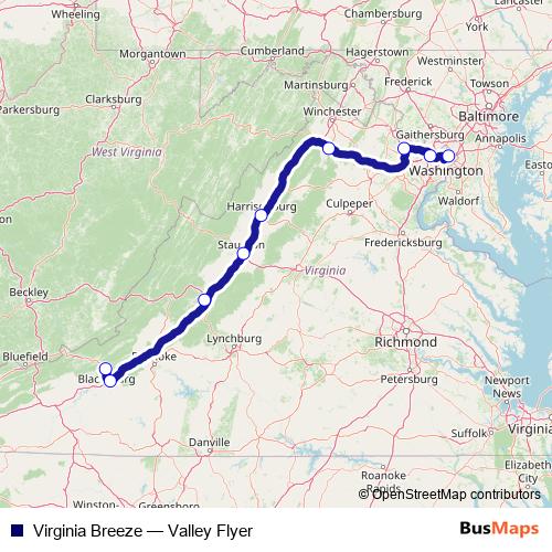 Virginia Breeze bus Line Map