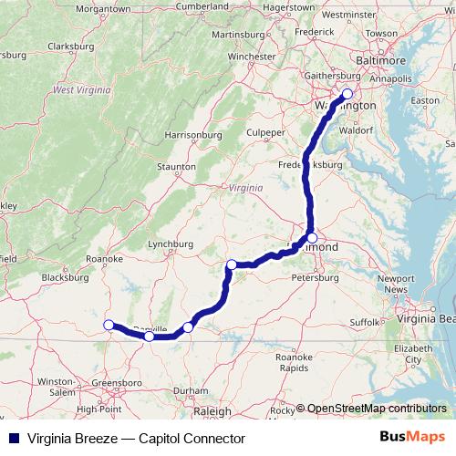 Virginia Breeze bus Line Map