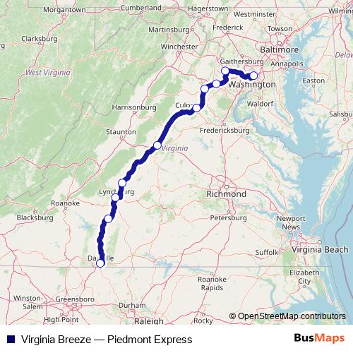 Virginia Breeze bus Line Map