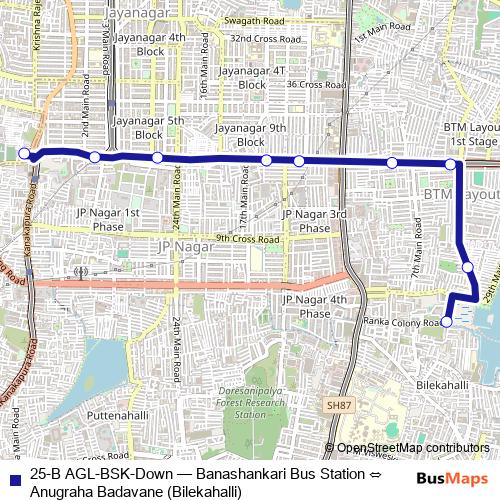 25-B AGL-BSK-Down bus Line Map