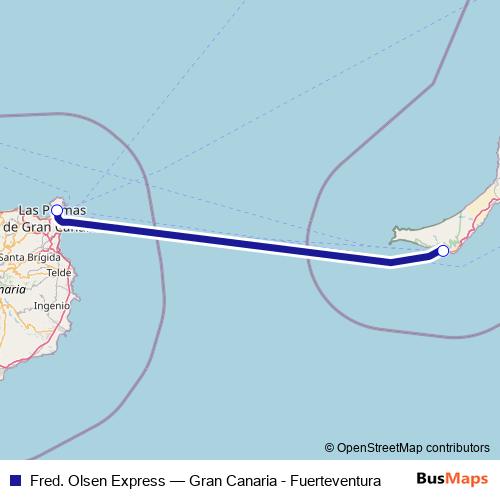 Fred. Olsen Express ferry Line Map