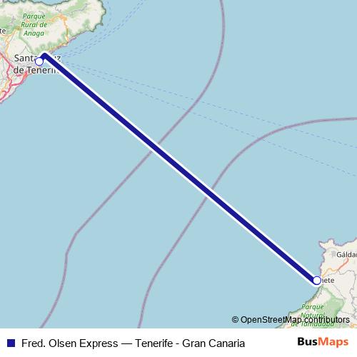 Fred. Olsen Express ferry Line Map