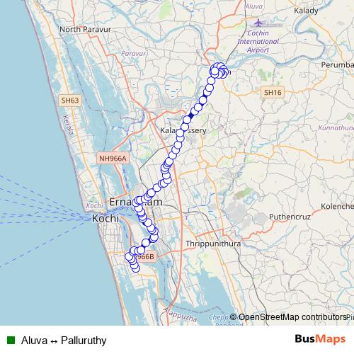 Aluva ↔ Palluruthy bus Line Map