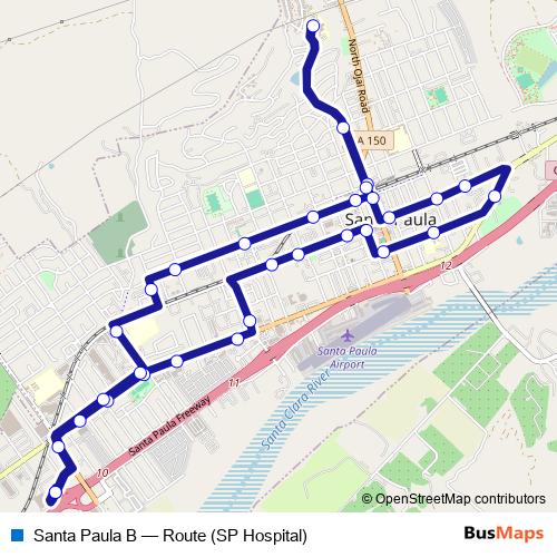 Santa Paula B bus Line Map