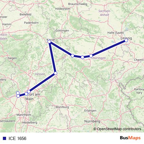 ICE 1656 rail Line Map