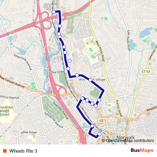 Wheels Rte 3 bus Line Map