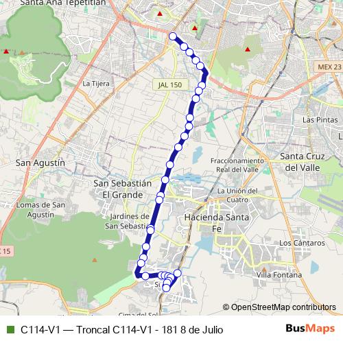 C114-V1 bus Line Map