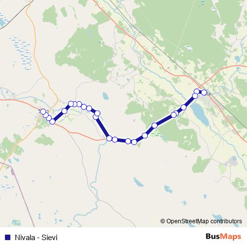 Nivala - Sievi bus Line Map