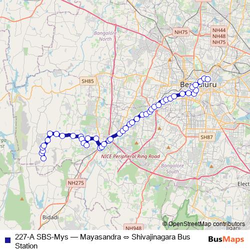227-A SBS-Mys bus Line Map