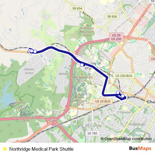 Northridge Medical Park Shuttle bus Line Map