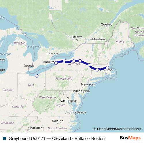 Greyhound Us0171 bus Line Map